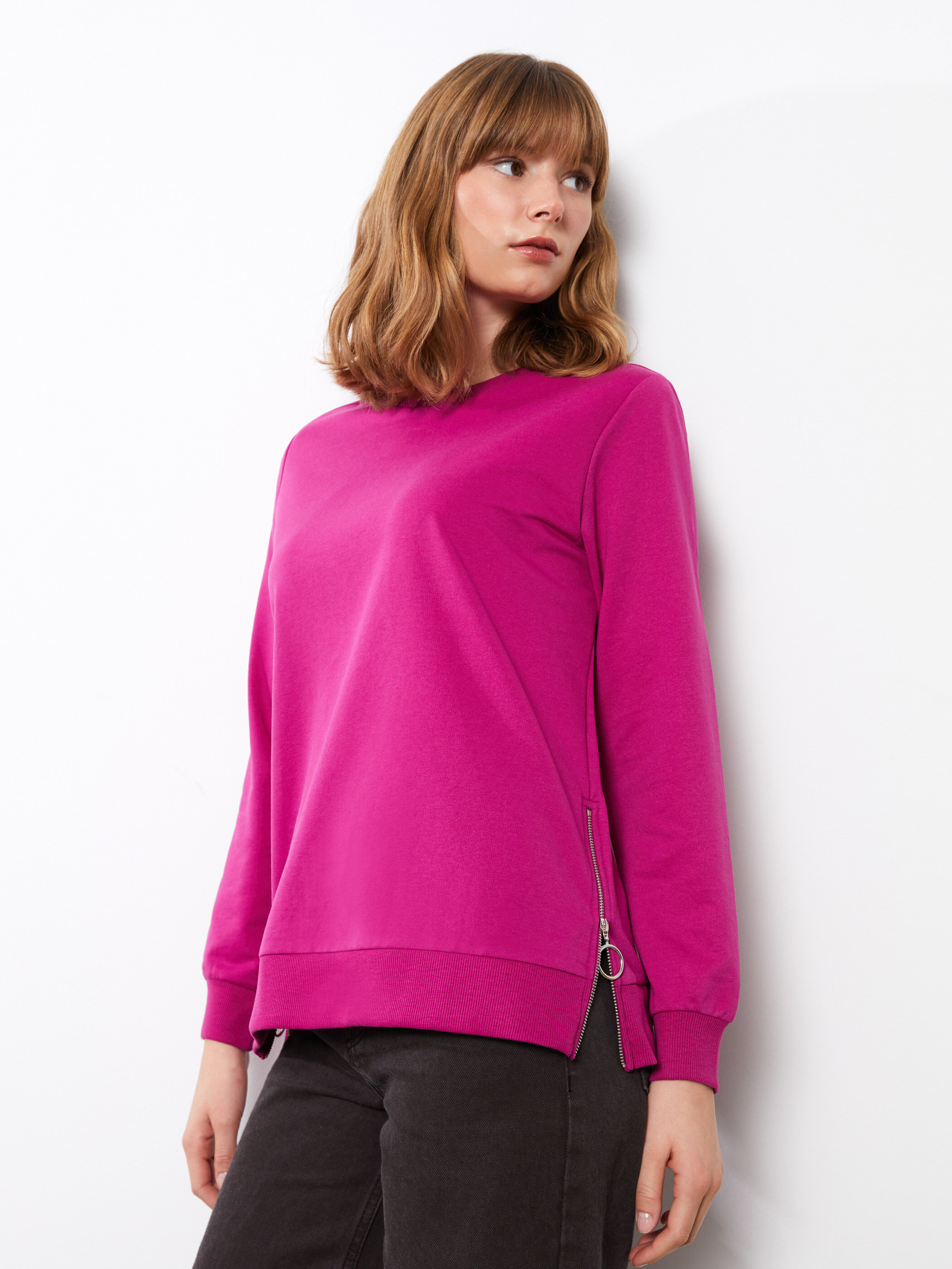 Trikotaj sweatshirt — fuşya