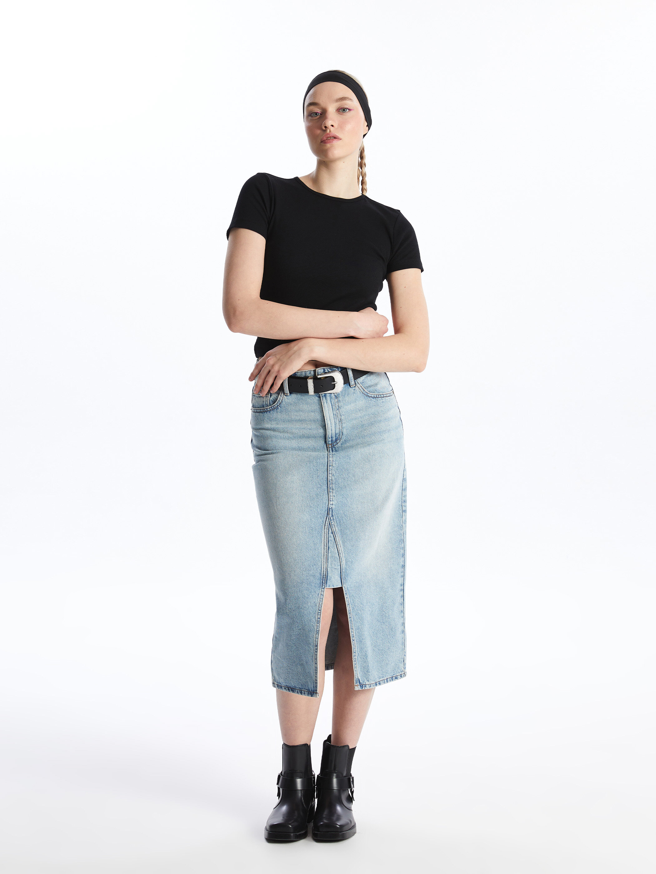 Toxuma cins ətək — orta indigo