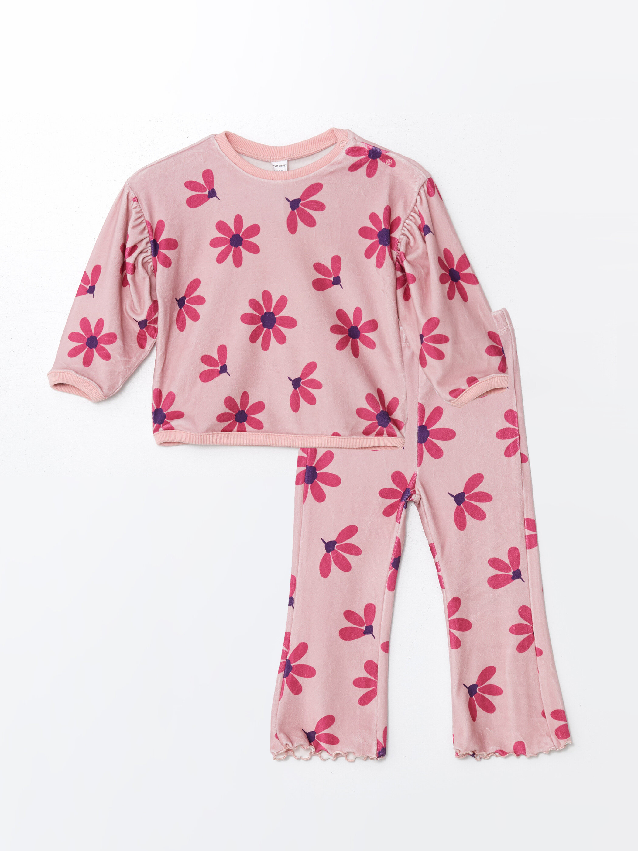 Trikotaj dəst — çəhrayı printli
