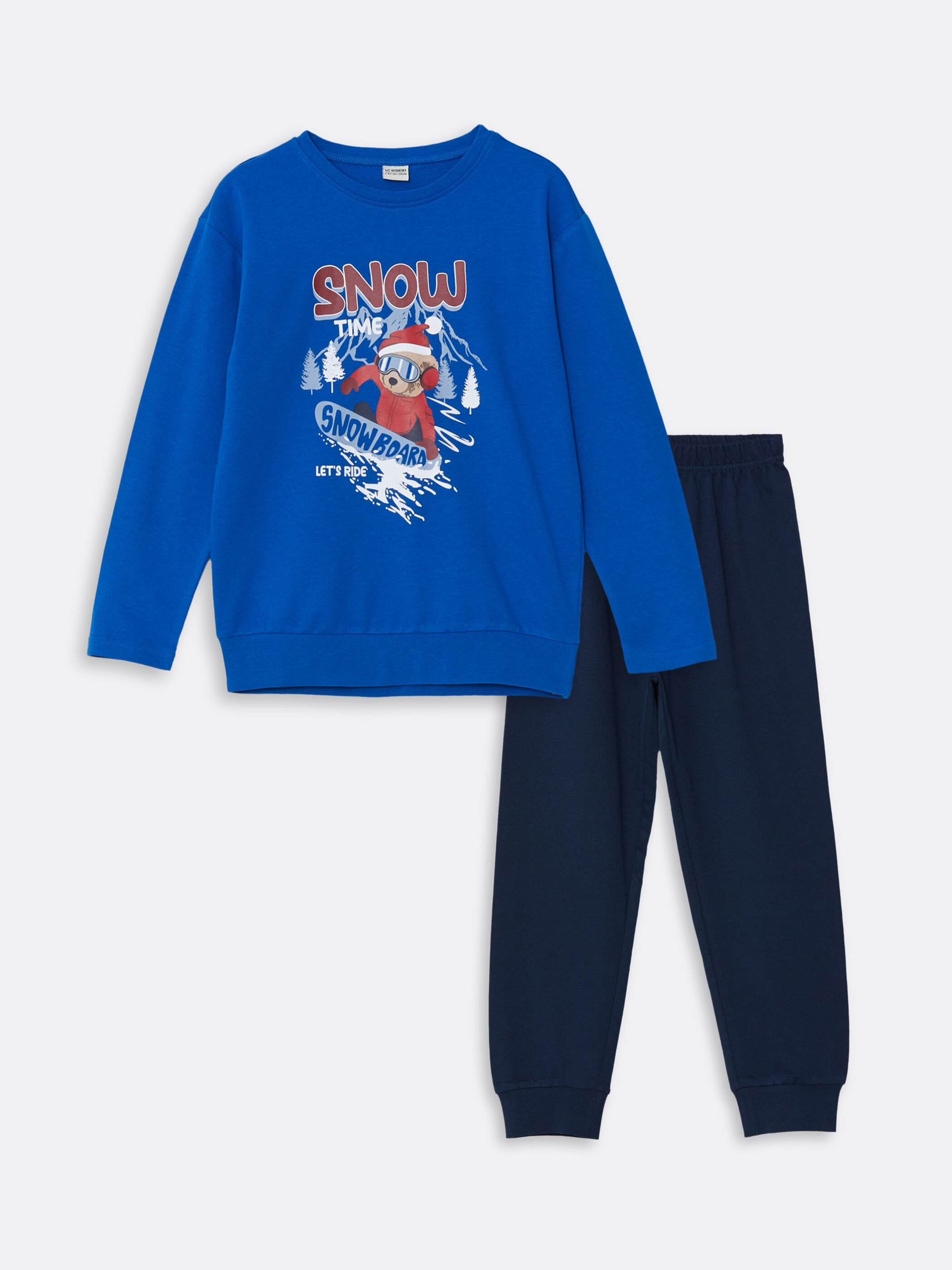 Trikotaj pijama uzunqol — tünd mavi
