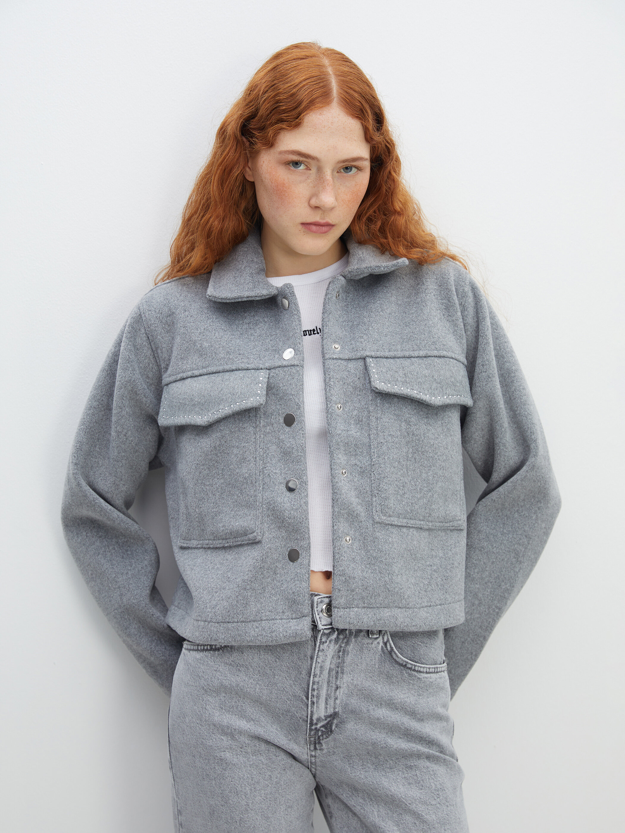 Toxuma shacket — boz melanj
