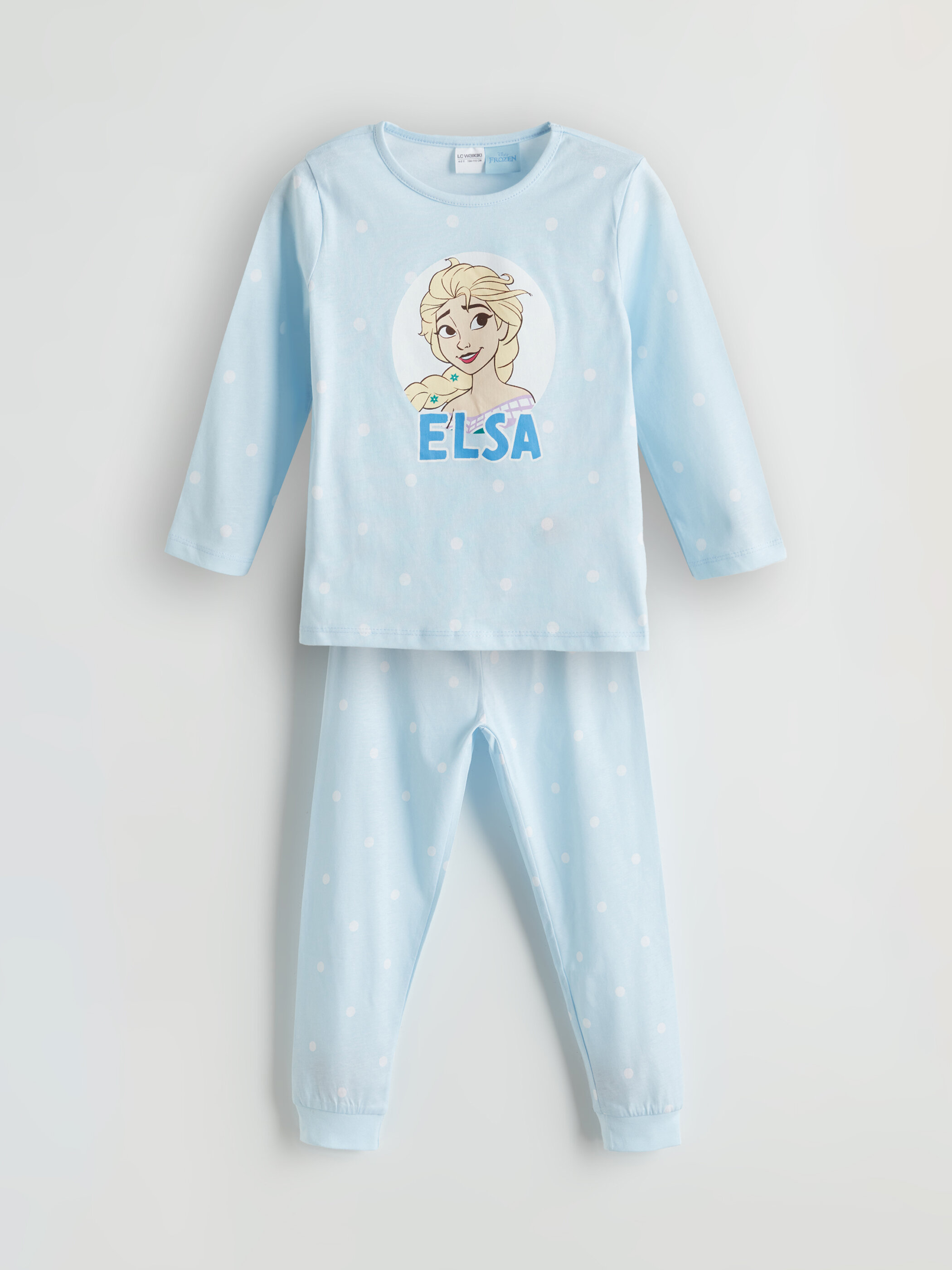 Trikotaj pijama uzunqol orta bel — mavi printli