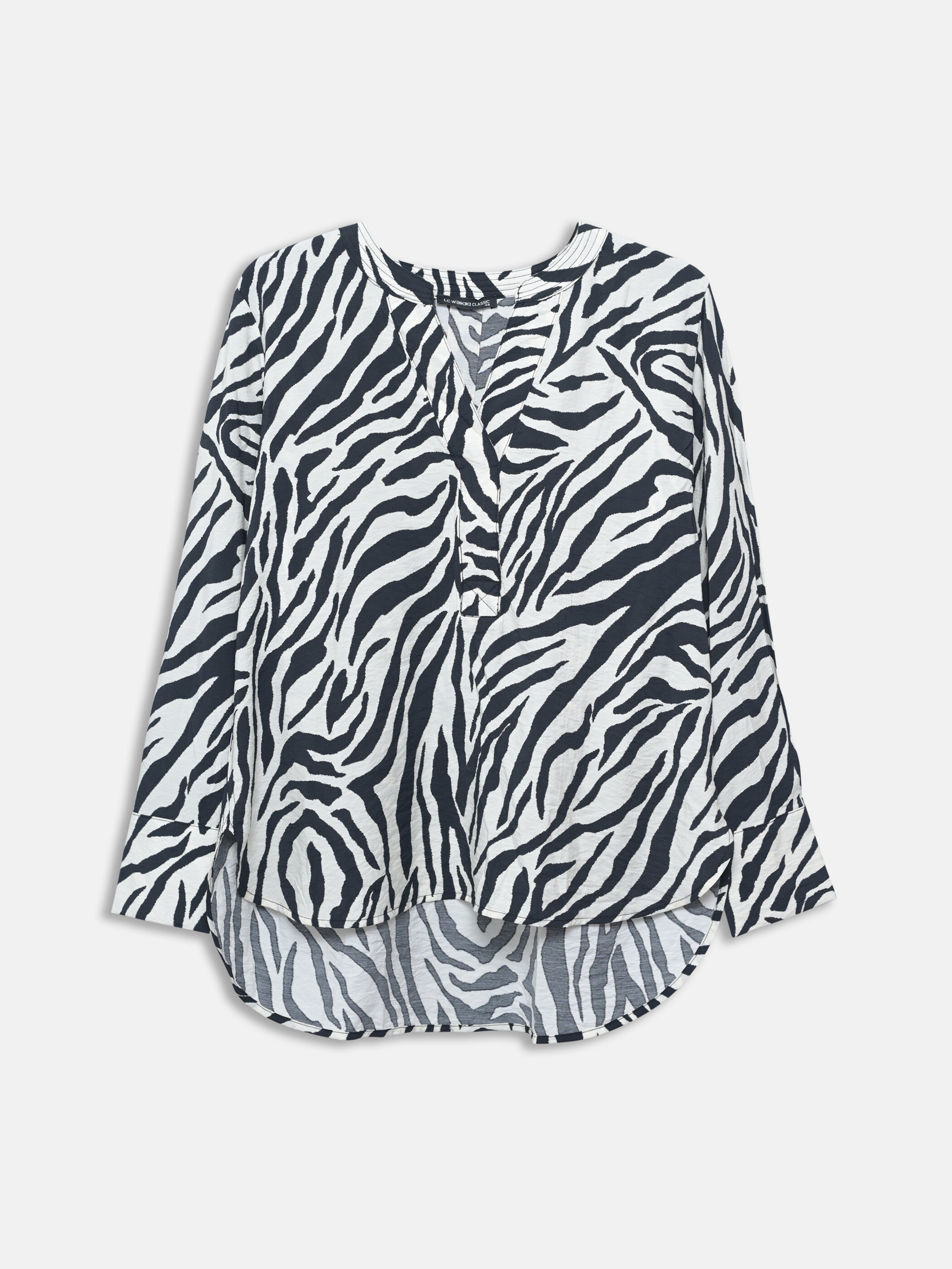 Toxuma printli bluz uzunqol — qara printli