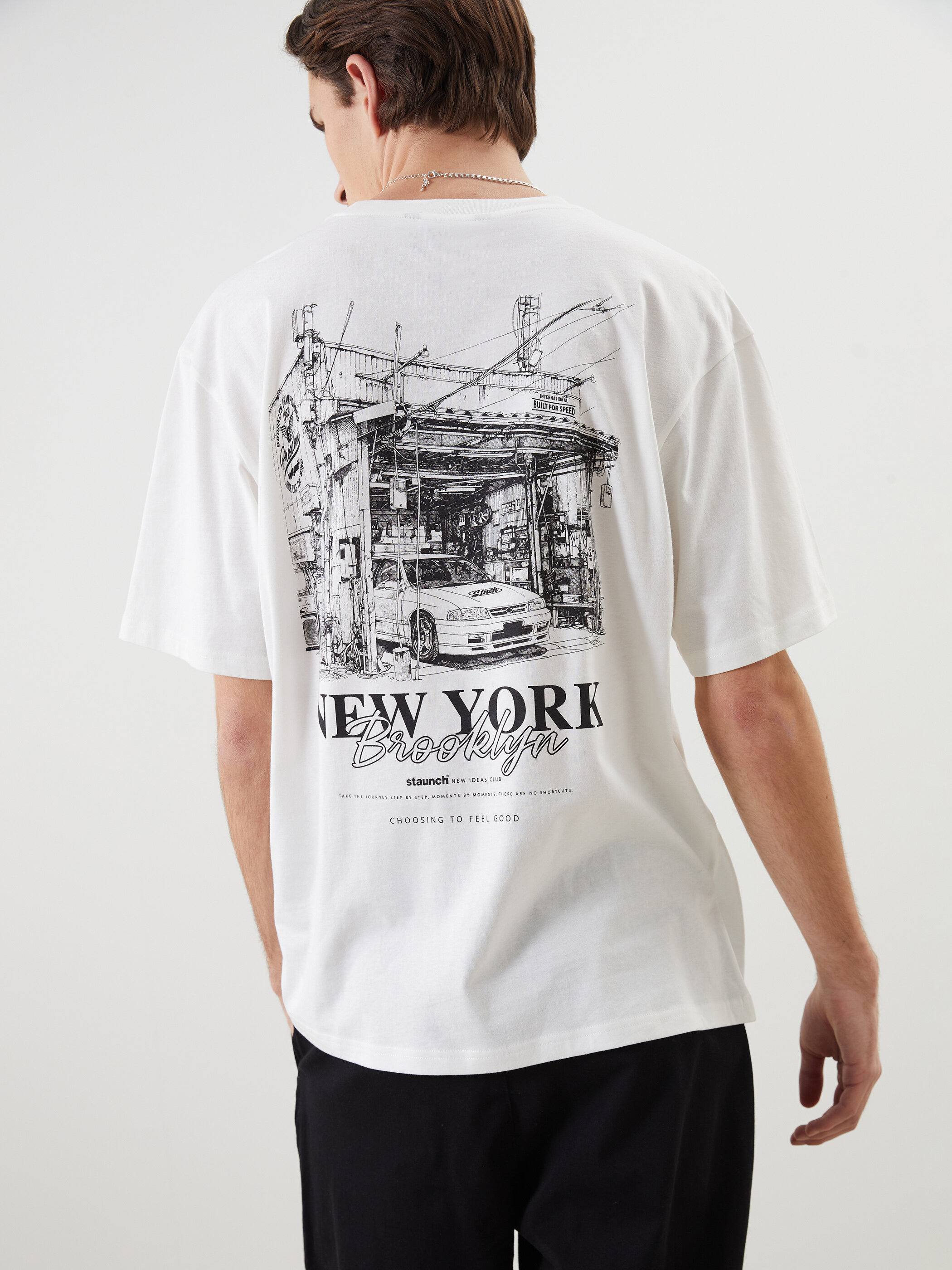 Printli trikotaj futbolka qısaqol — ekru