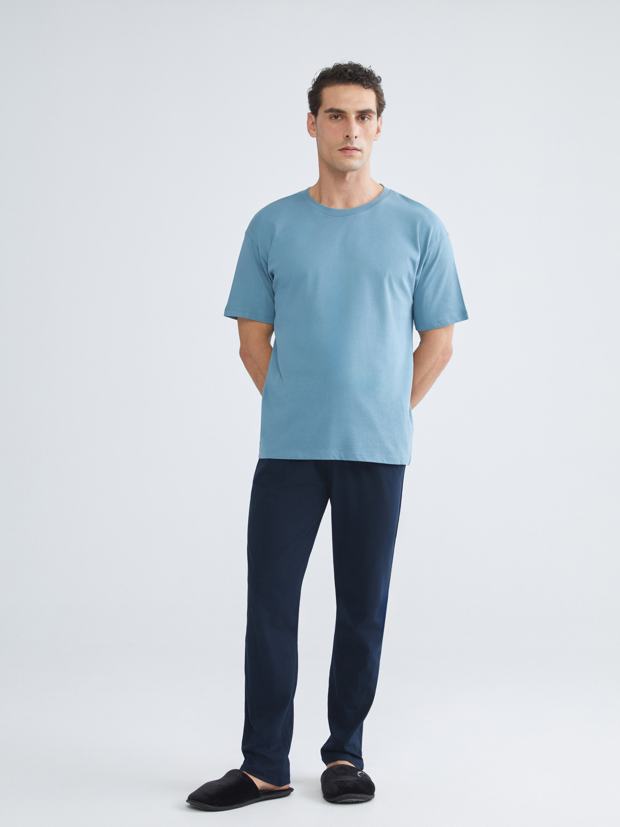 Trikotaj pijama — tünd göy
