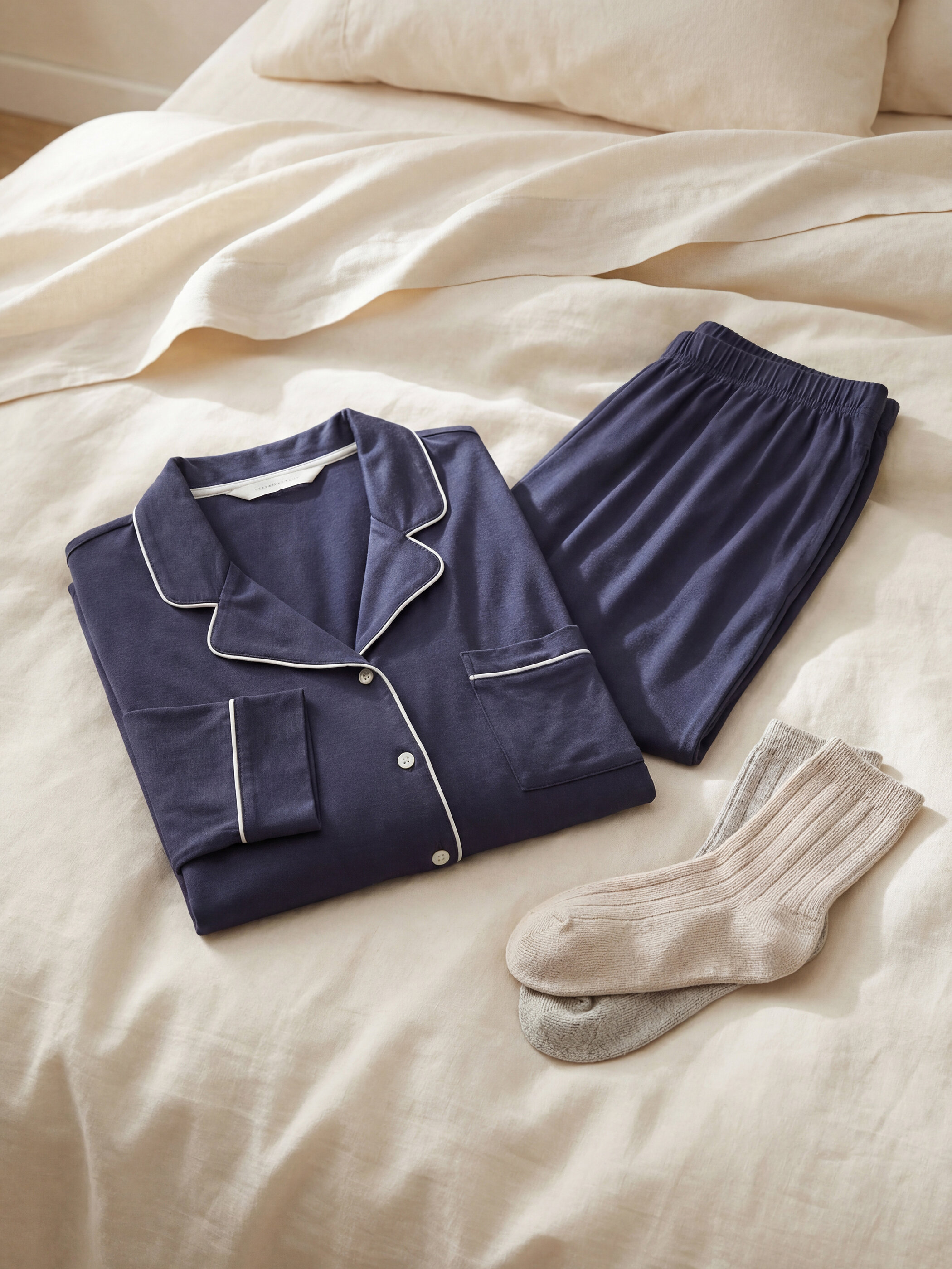 Trikotaj pijama uzunqol — indigo