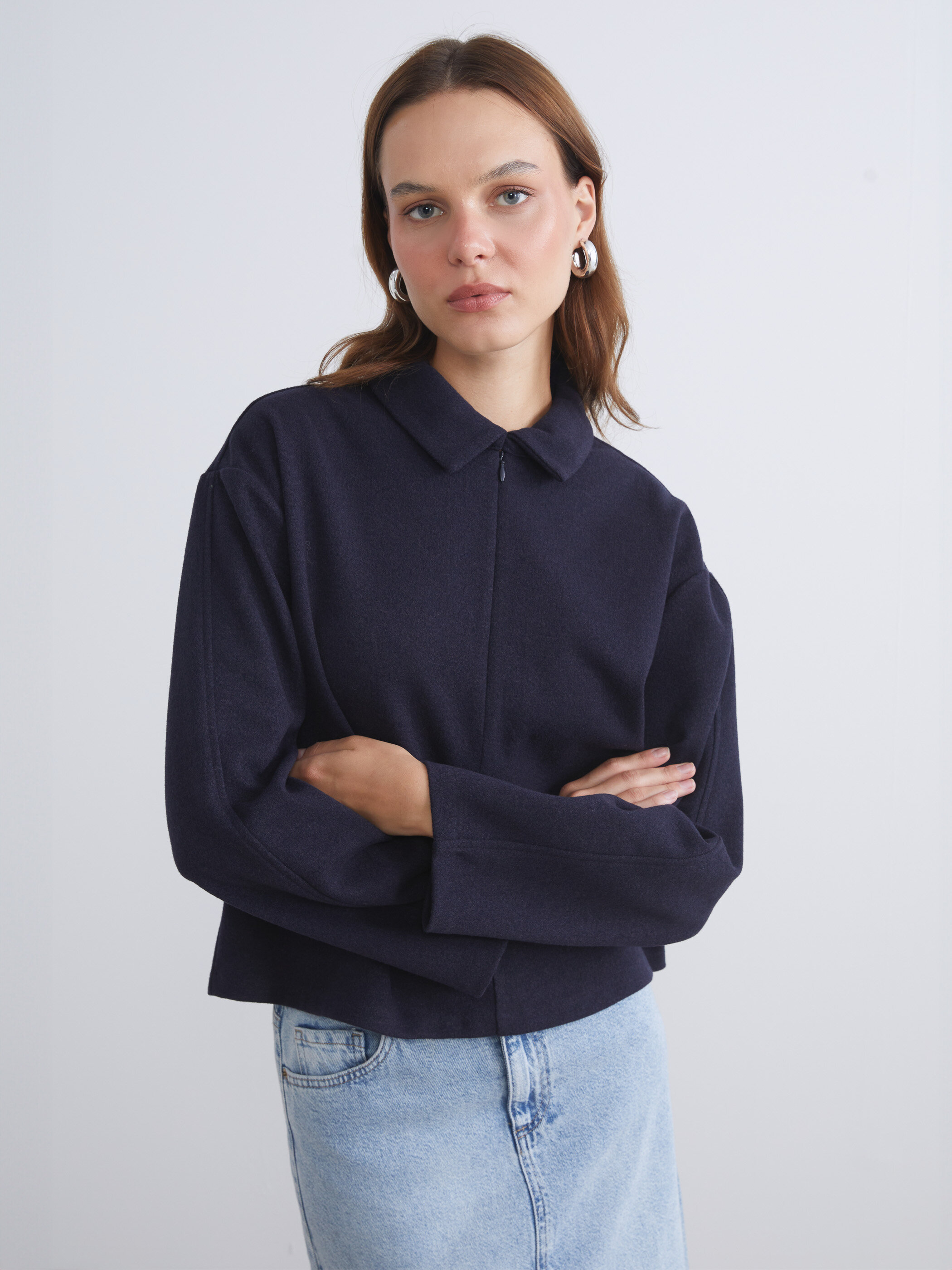 Trikotaj sweatshirt — tünd tünd göy