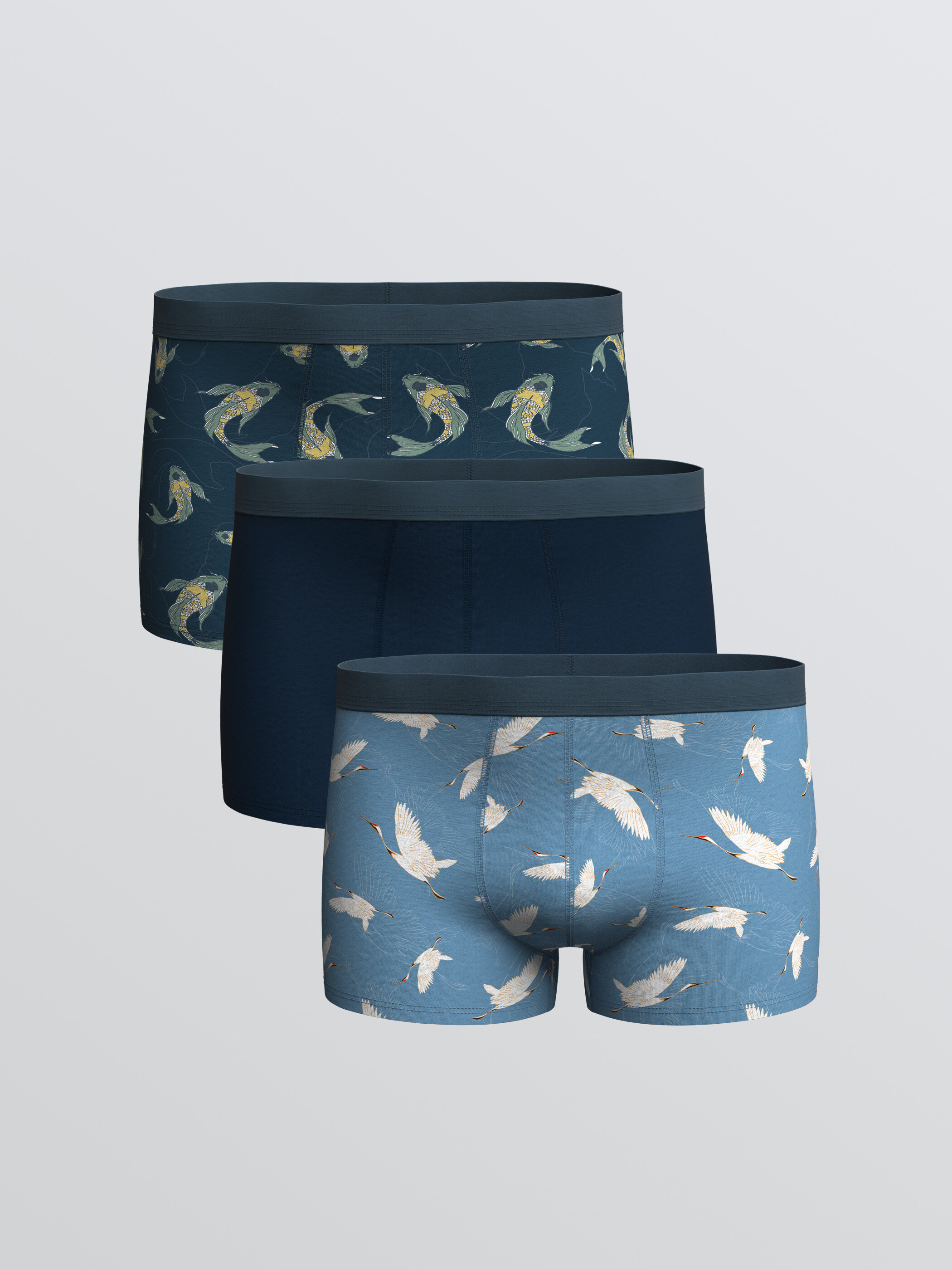 Boxer — tünd göy printli