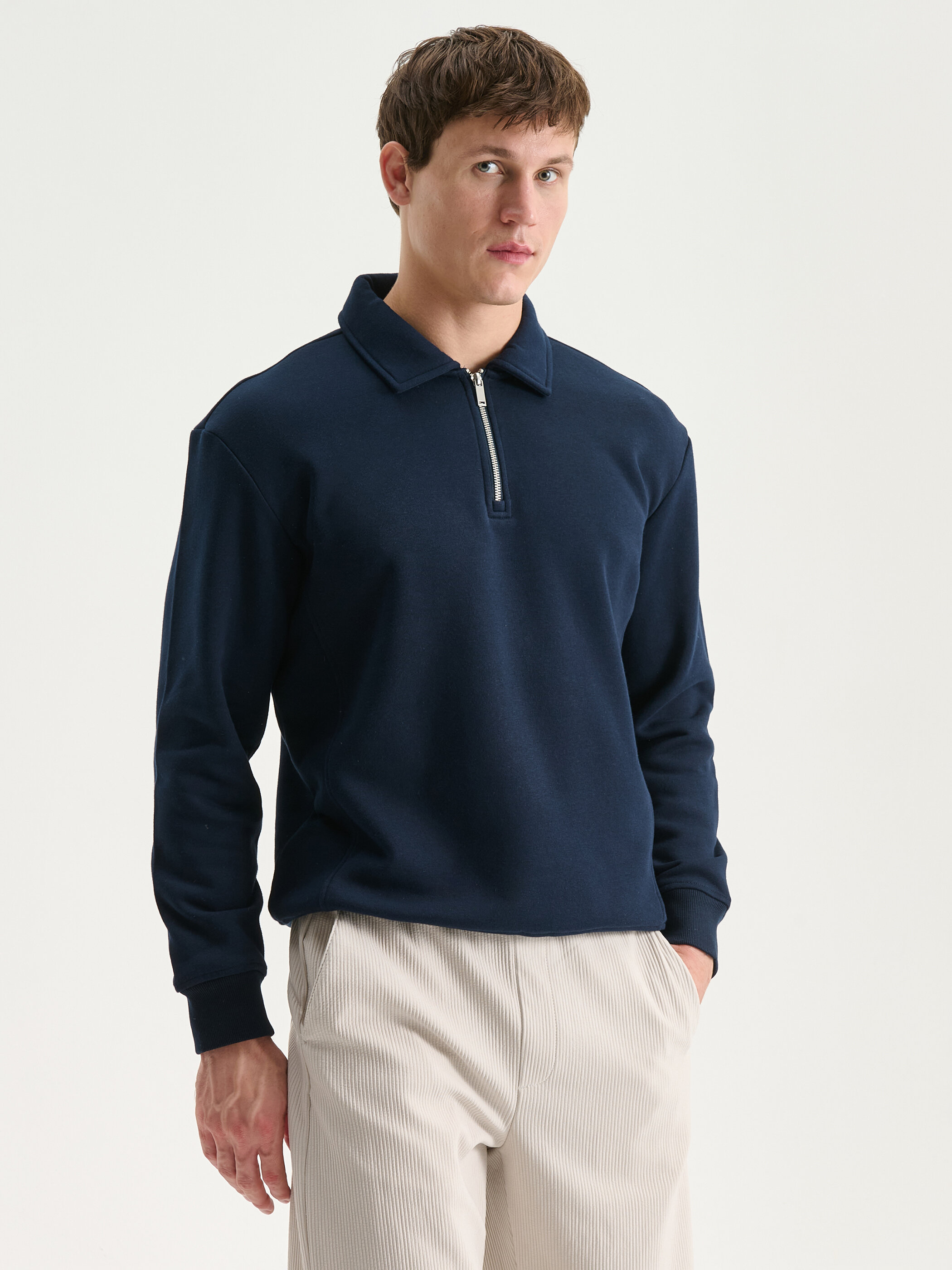 Trikotaj sweatshirt — tünd göy