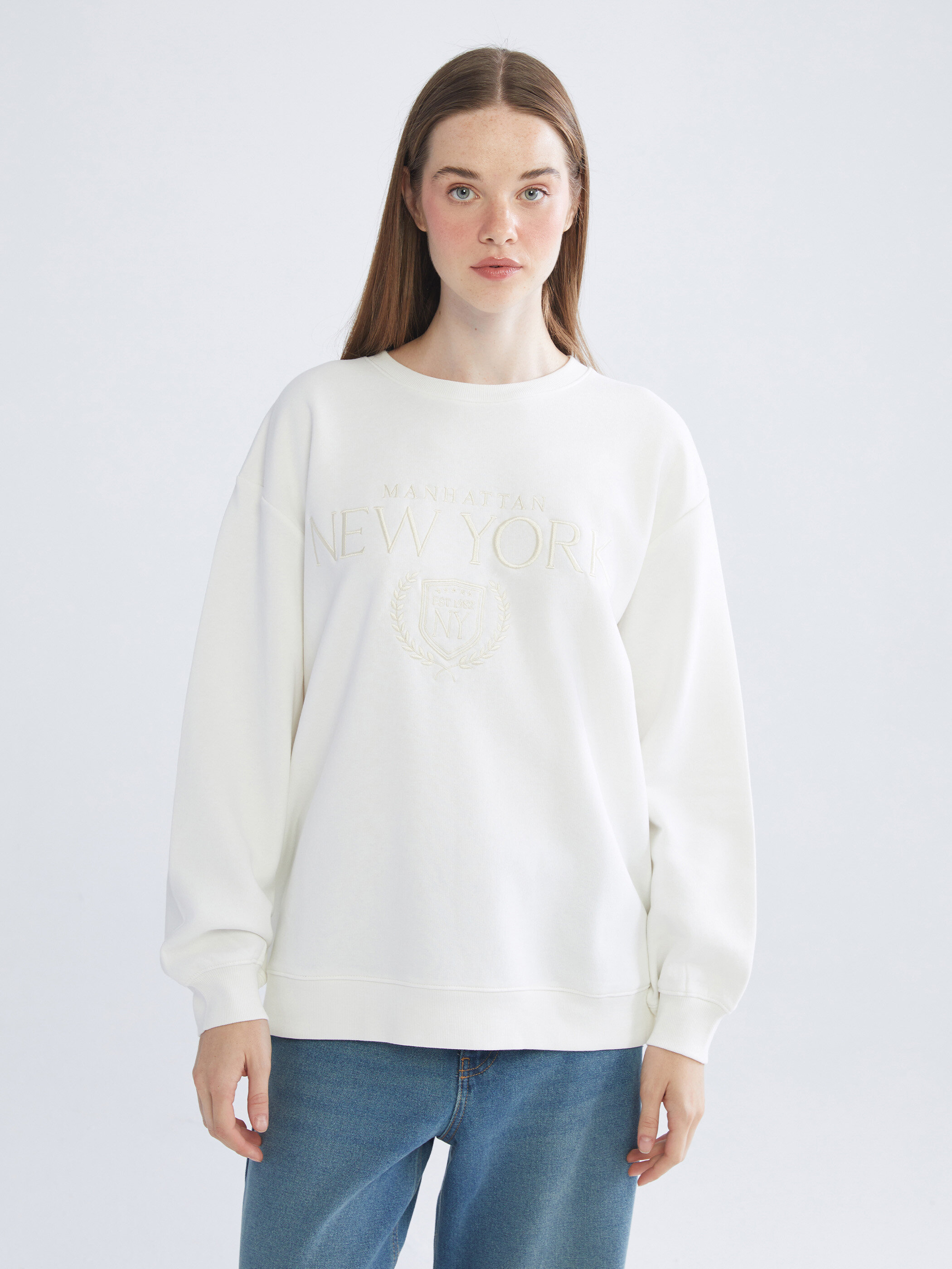 Trikotaj sweatshirt — ekru