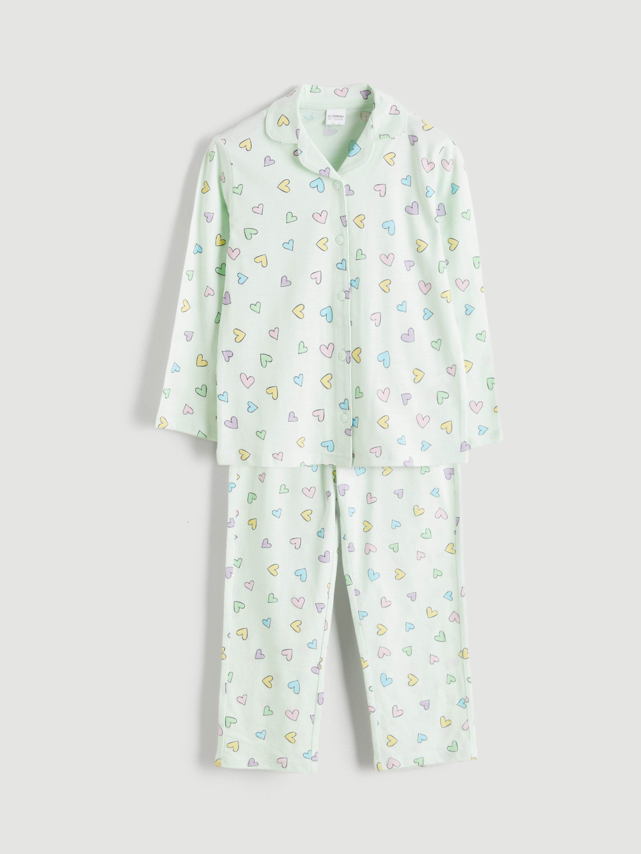 Trikotaj pijama uzunqol orta bel — açıq yaşıl