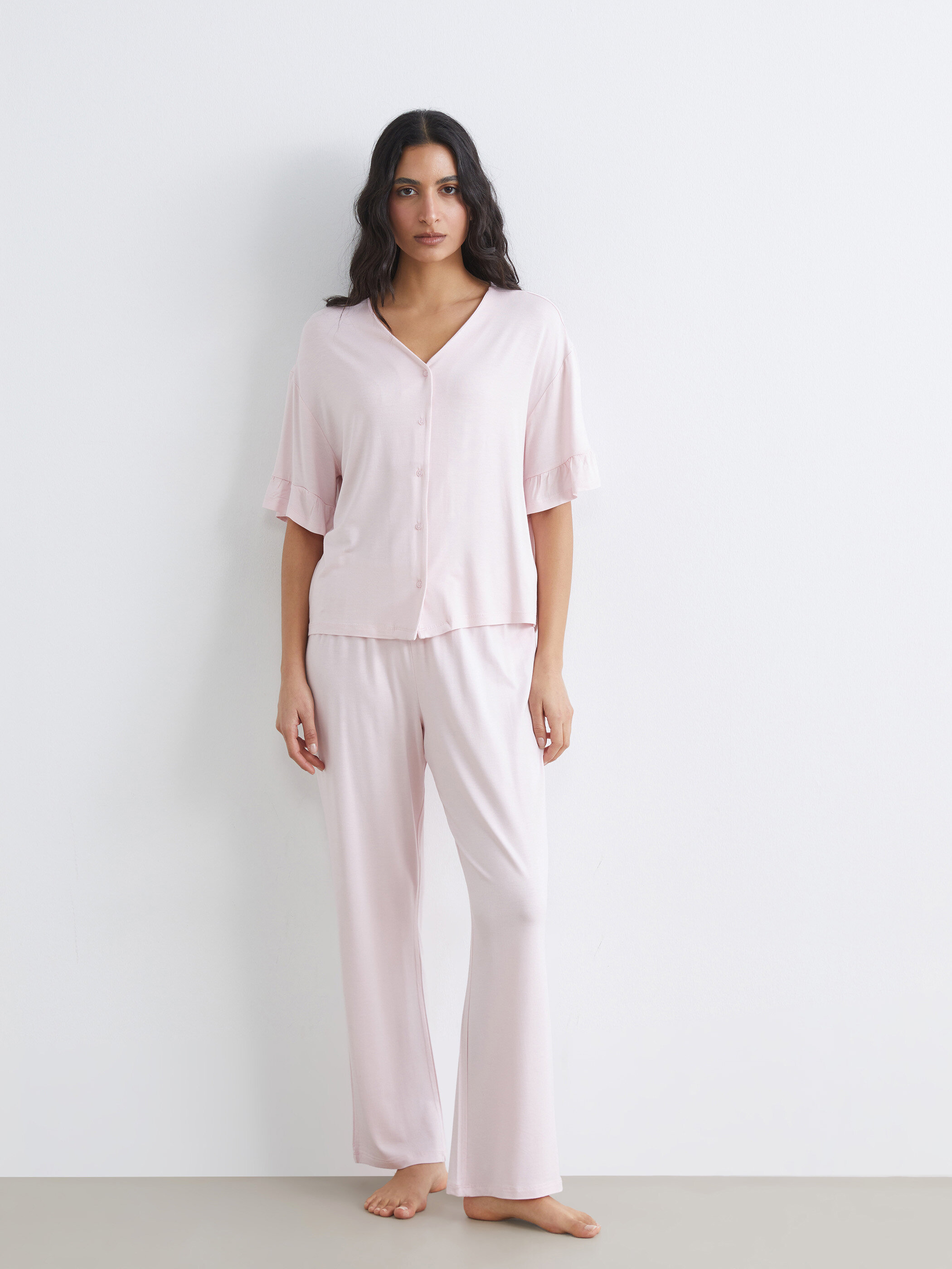 Trikotaj pijama qısaqol — çəhrayı