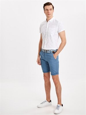 Slim Fit Dokulu Bermuda Şort - LC WAIKIKI