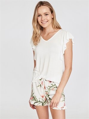 Fırfır Detaylı Şortlu Pijama Takımı - LC WAIKIKI