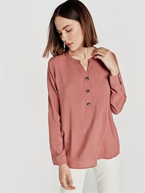 D&uuml;ğmeli Viskon Bluz - LC WAIKIKI