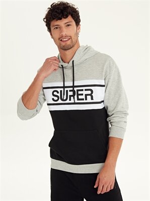 Kap&uuml;şonlu Baskılı Sweatshirt - LC WAIKIKI