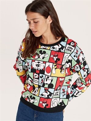 Mickey Mouse Pamuklu Sweatshirt - LC WAIKIKI