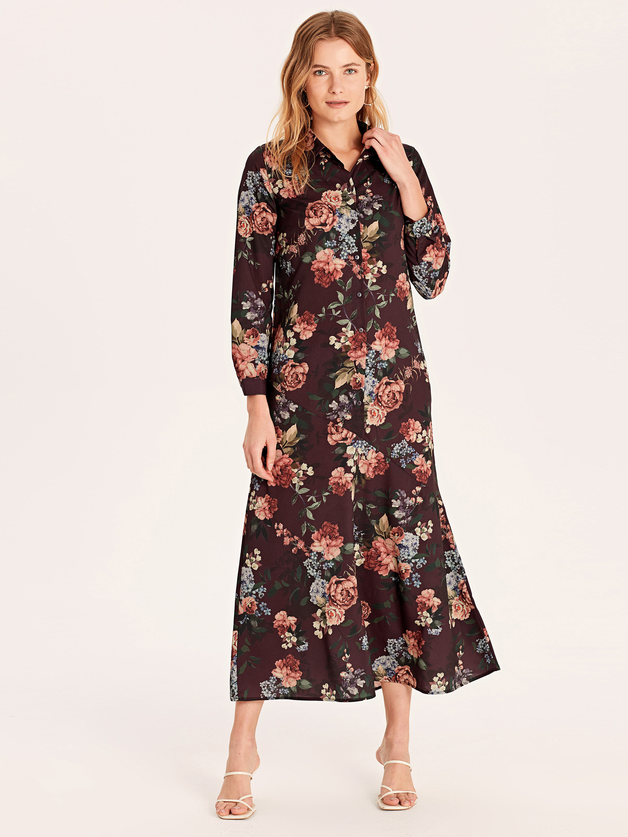 LCW Çiçek Desenli Uzun Gömlek Elbise. 1