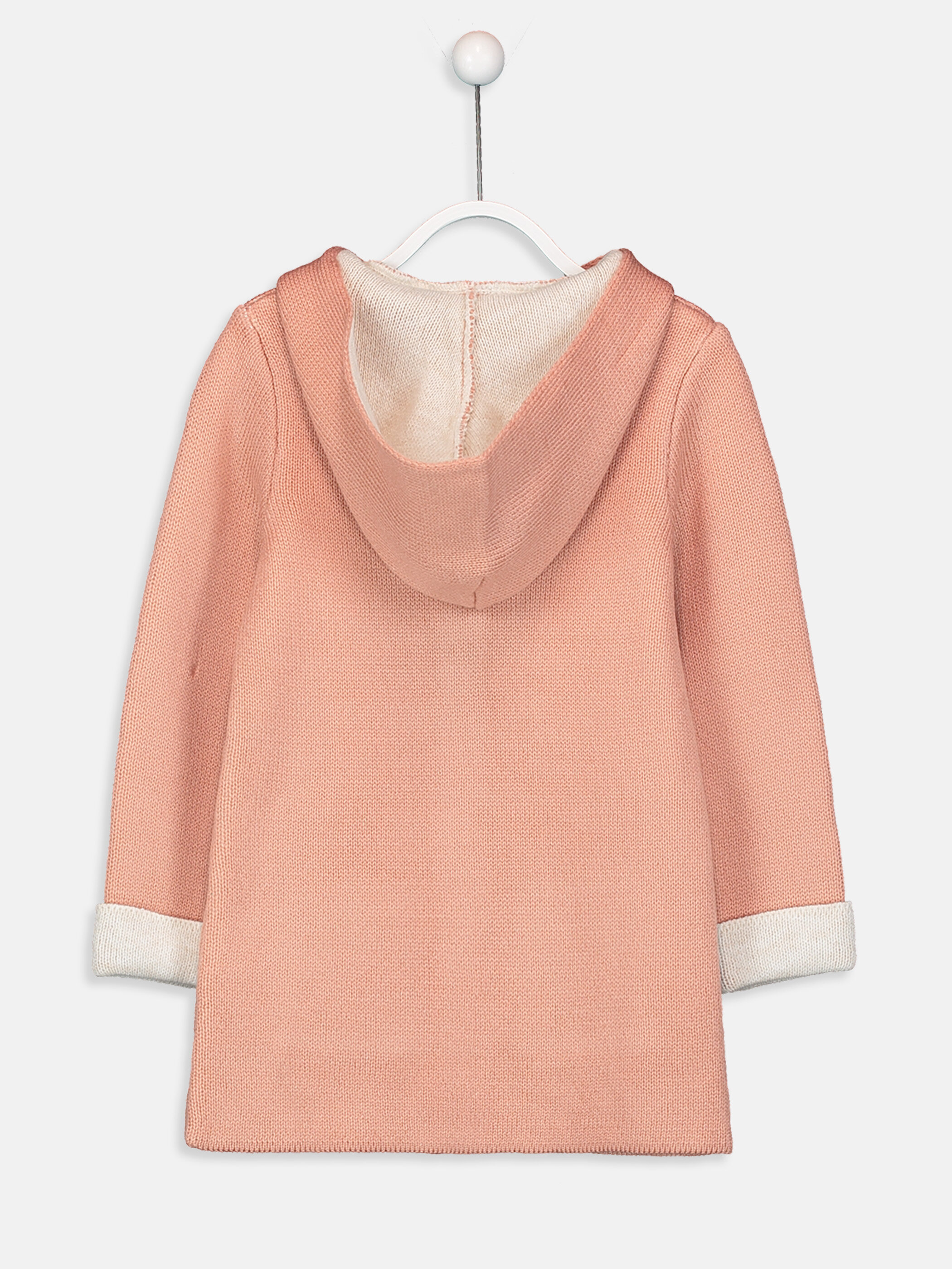 LCW Kız Çocuk Kapüşonlu Kalın Triko Hırka. 2