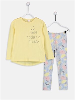 Kız &Ccedil;ocuk Baskılı Pamuklu Pijama Takımı - LC WAIKIKI